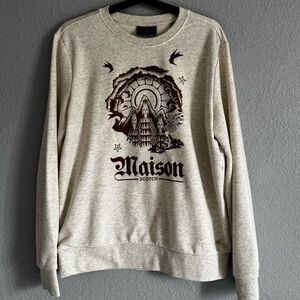Scotch & Soda Cream Sweater with Brown Graphic